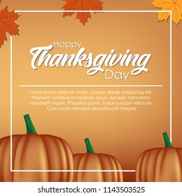 Happy thanksgiving calligraphy lettering with pumpkin vector illustration