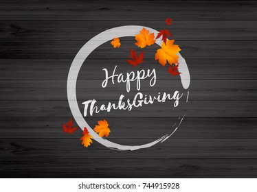 Happy Thanksgiving Calligraphy on Grungy Wooden Blackboard