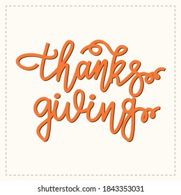 Feliz texto de caligrafía de acción de gracias. Grabación de ilustraciones de vectores
