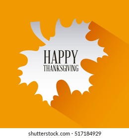 happy thanksgiving card in autumn dry leaf over orange background. colorful design. vector illustration