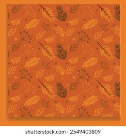 Happy Thanksgiving card with autumn leaves background.