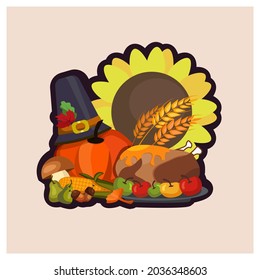 Happy Thanksgiving card, background, poster. Vector illustration