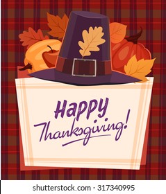 Happy Thanksgiving card, background, poster. Vector illustration.