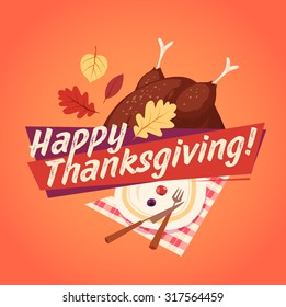 Happy Thanksgiving card, background, poster. Vector illustration.