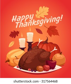 Happy Thanksgiving card, background, poster. Vector illustration.