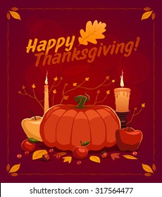 Happy Thanksgiving card, background, poster. Vector illustration.