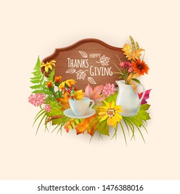 Happy Thanksgiving Card. Thanksgiving day concept. Artistic creative autumn card