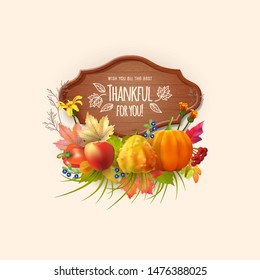 Happy Thanksgiving Card. Thanksgiving day concept. Artistic creative autumn card