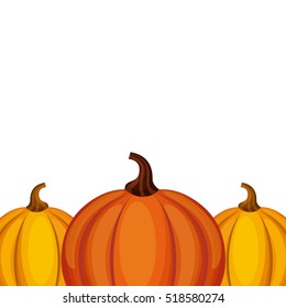 happy thanksgiving card with decorative pumpkin icons over white background. colorful design. vector illustration