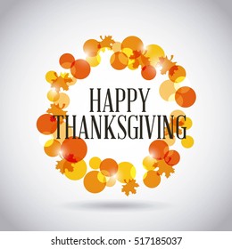 happy thanksgiving card with decorative wreath. colorful design. vector illustration