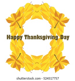 happy thanksgiving card with decorative wreath. colorful design. vector illustration