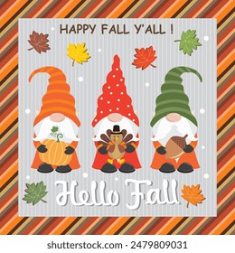 Happy thanksgiving card design with cute gnomes