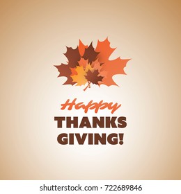 Happy Thanksgiving Card Design Template with Autumn Leaves