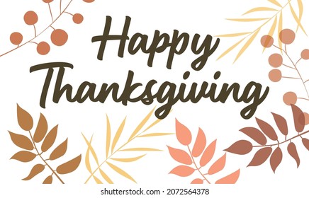 Happy Thanksgiving Card Graphic with Leaves