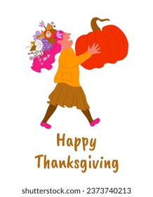 Happy Thanksgiving .  Card, invitation and banner template with   lettering text.Greeting card for Thanksgiving day celebration. Vector illustration.