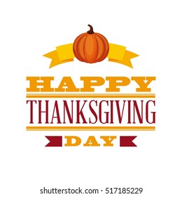 happy thanksgiving card iwth pumpkin icon over white background. colorful design. vector illustration
