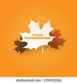 Happy Thanksgiving Card Layout,  Design Template with Scattered Fallen Autumn Leaves