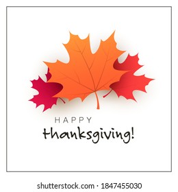 Happy Thanksgiving Card Layout, Design Template with Scattered Fallen Autumn Leaves
