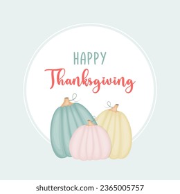 Happy Thanksgiving card with pumpkins. Vector illustration