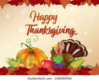 Happy thanksgiving card template illustration