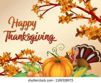 Happy thanksgiving card template illustration