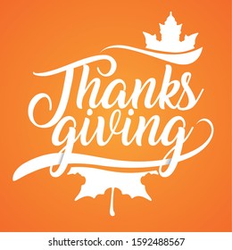 Happy thanksgiving card with text - Vector illustration