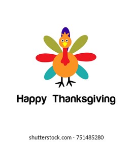 happy thanksgiving card. turkey chicken. vector. editable