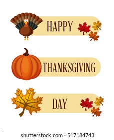 happy thanksgiving card with turkey and pumpkin icons. colorful design. vector illustration