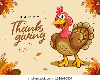 Happy Thanksgiving cartoon illustration card