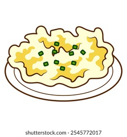 Happy thanksgiving cartoon. Mashed potatoes for thanksgiving, digital art illustration.