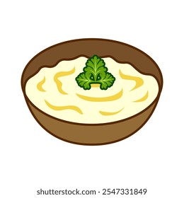 Happy thanksgiving cartoon. Mashed potatoes for thanksgiving, digital art illustration.