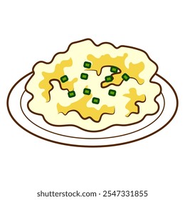 Happy thanksgiving cartoon. Mashed potatoes for thanksgiving, digital art illustration.