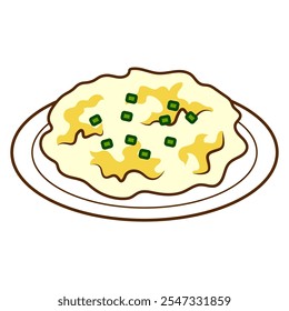 Happy thanksgiving cartoon. Mashed potatoes for thanksgiving, digital art illustration.