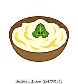 Happy thanksgiving cartoon. Mashed potatoes for thanksgiving, digital art illustration.