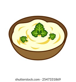 Happy thanksgiving cartoon. Mashed potatoes for thanksgiving, digital art illustration.