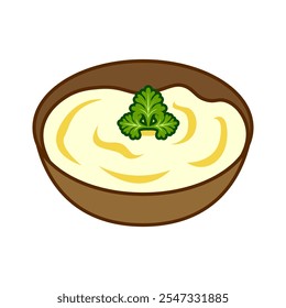 Happy thanksgiving cartoon. Mashed potatoes for thanksgiving, digital art illustration.