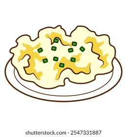 Happy thanksgiving cartoon. Mashed potatoes for thanksgiving, digital art illustration.