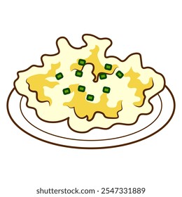 Happy thanksgiving cartoon. Mashed potatoes for thanksgiving, digital art illustration.