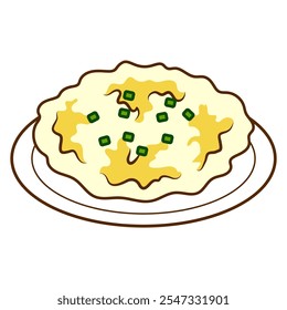 Happy thanksgiving cartoon. Mashed potatoes for thanksgiving, digital art illustration.