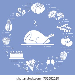 Happy Thanksgiving cartoon objects. Fall symbols for announcement, advertisement or banner. 