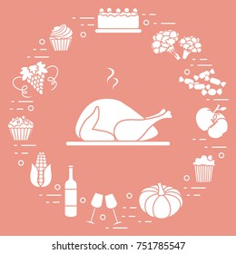 Happy Thanksgiving cartoon objects. Fall symbols for announcement, advertisement or banner.