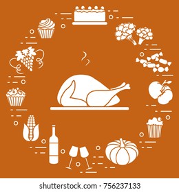 Happy Thanksgiving cartoon objects. Fall symbols for announcement, advertisement or banner.