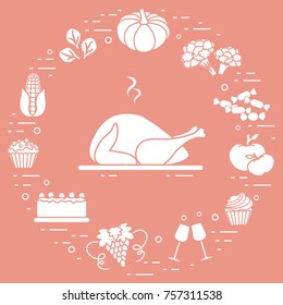 Happy Thanksgiving cartoon objects. Fall symbols for announcement, advertisement or banner. 