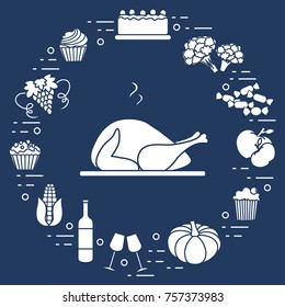 Happy Thanksgiving cartoon objects. Fall symbols for announcement, advertisement or banner.