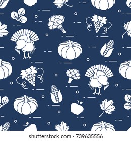 Happy Thanksgiving cartoon pattern. Fall ornament for announcement, advertisement.