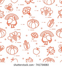 Happy Thanksgiving cartoon pattern. Fall ornament for announcement, advertisement.