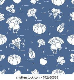 Happy Thanksgiving cartoon pattern. Fall ornament for announcement, advertisement.