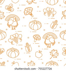 Happy Thanksgiving cartoon pattern. Fall ornament for announcement, advertisement.