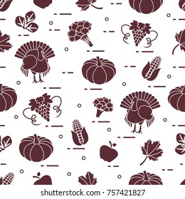Happy Thanksgiving cartoon pattern. Fall ornament for announcement, advertisement.