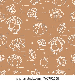 Happy Thanksgiving cartoon pattern. Fall ornament for announcement, advertisement.